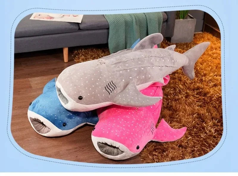 Large Whale Shark Body Pillow Long Cute Fish Stuffed Sofa Decorative Plush Body Pillow Whale Shark Back Plush Cushion Decor Gift