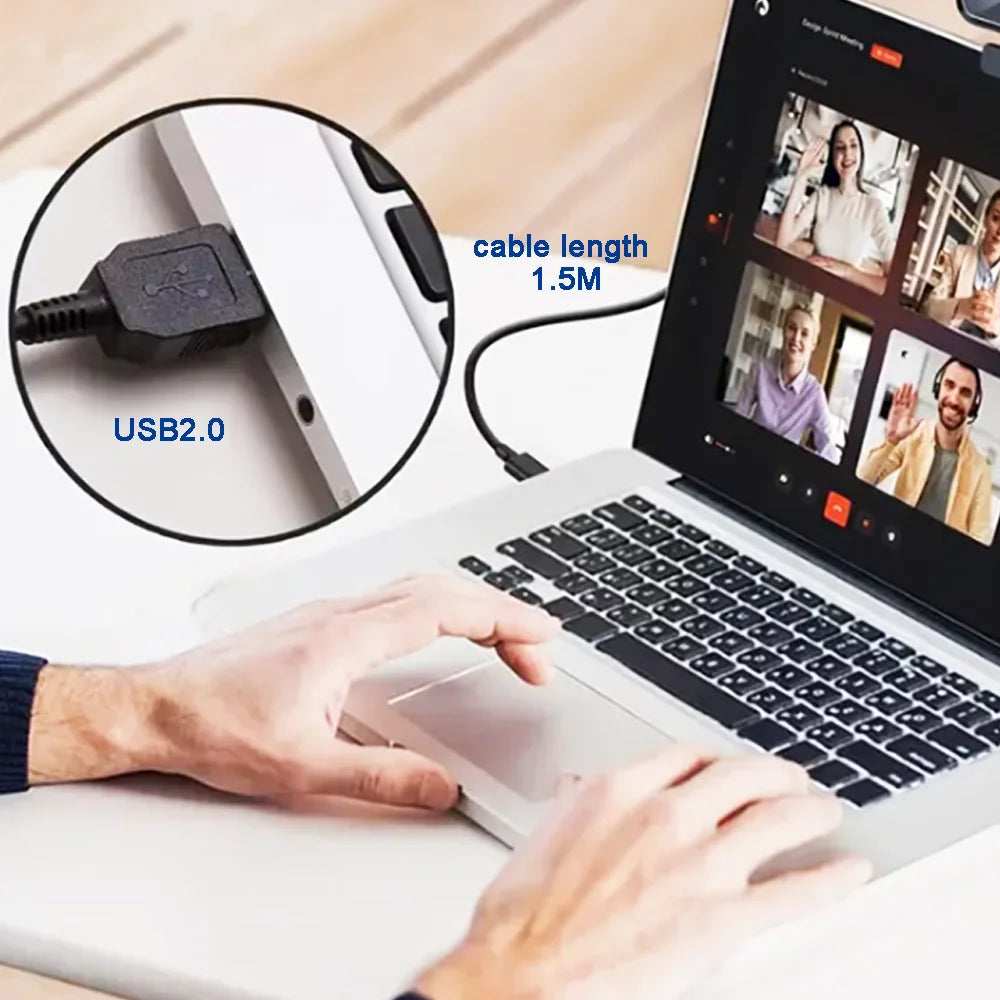 Webcam 2K UHD Web Cam for Pc USB Camera Built Microphone 2MP Fixed-focus for Laptop Live Streaming Online Teaching Computer