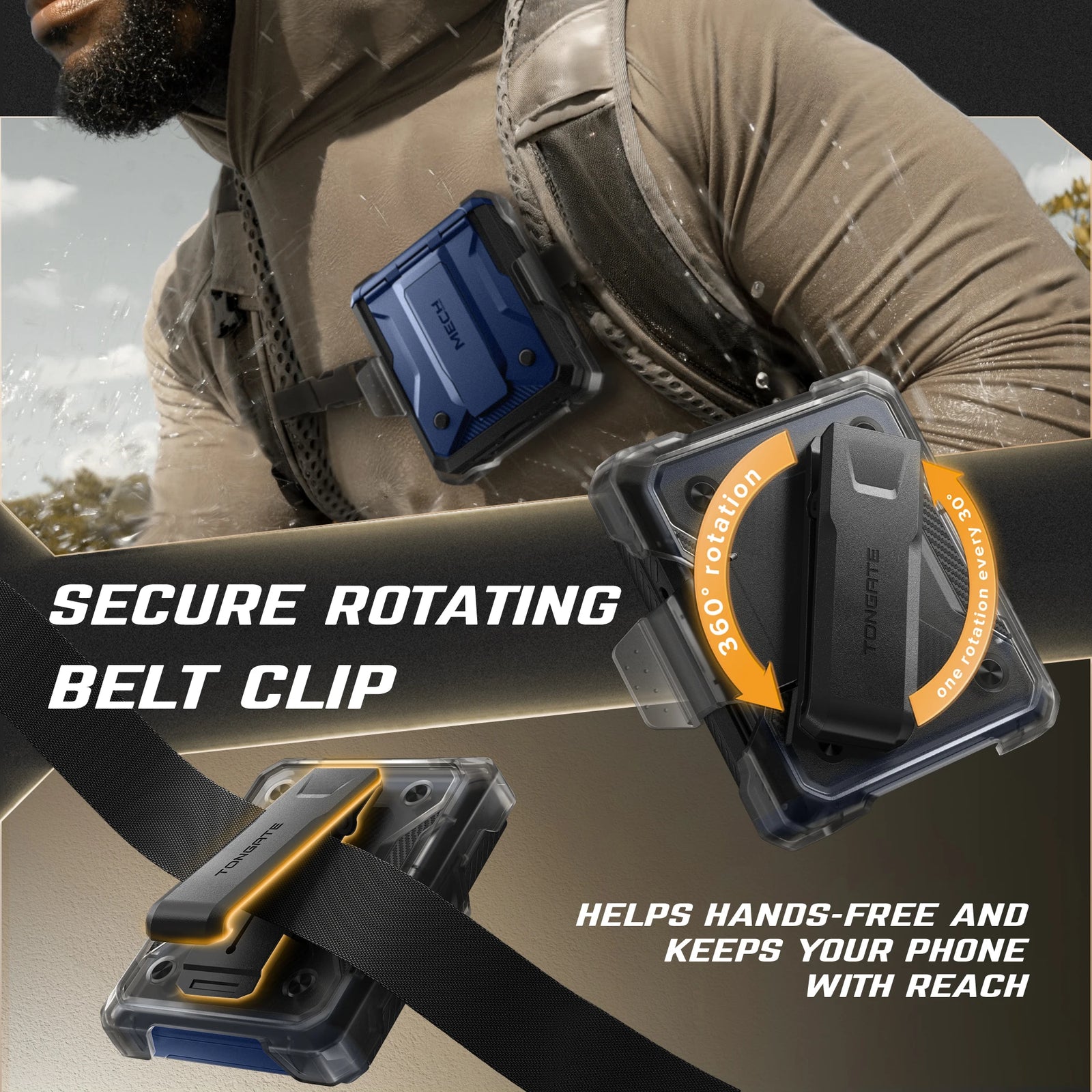 For Galaxy Z Flip 7 Case with Kickstand & 360° Rotatable Belt-Clip Built-in Privacy Screen Protector Hinge Protection Phone Case