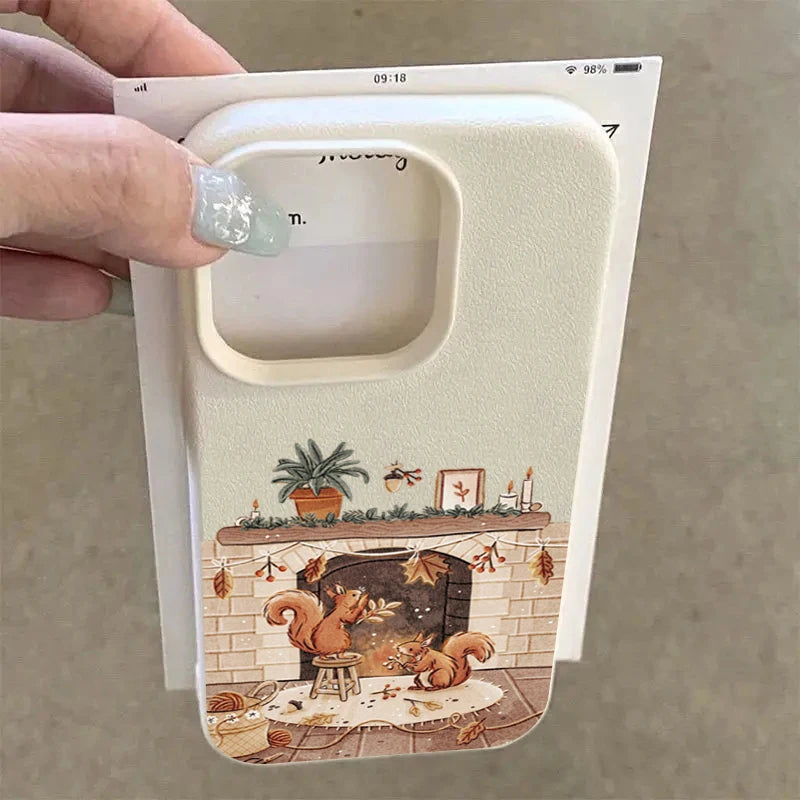 Cartoon Animal Bear Squirrel Phone Case For iPhone 17 16 15 Plus Pro Max Air Cases iPhone 14 Pro Max 16e Cover