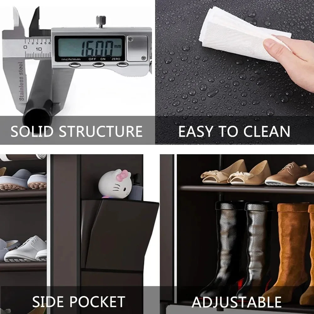 Simple Shoe Storage Cabinet Portable Storage Organizer Dust Cover Non Woven Side Multi Layer Shoe Rack Dustproof Sneaker Shelf