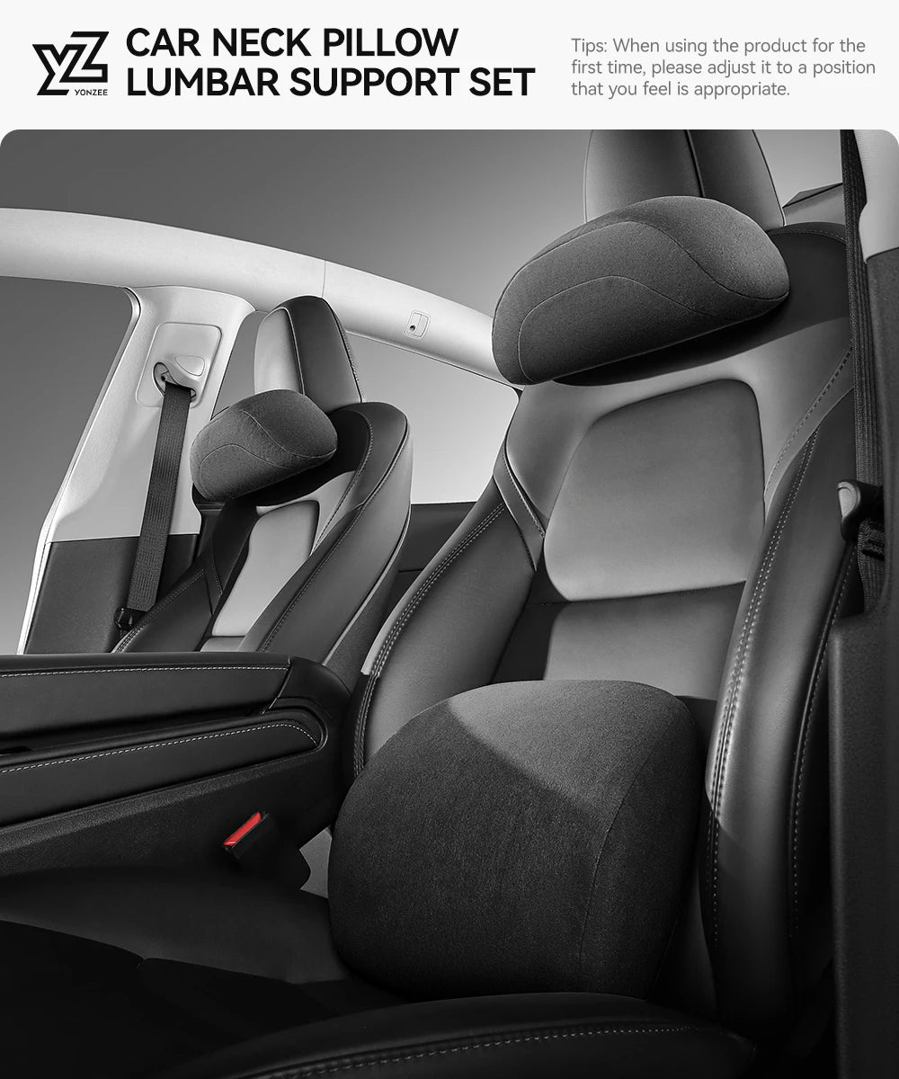 Memory Foam Neck Pillow and Lumbar Support Cushion for Tesla Model 3 Y X S