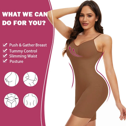 Women Full Body Shaper Backless Shapewear Bodysuits Tummy Control Sheath Butt Lifter Push Up Thigh Slimmer Corset