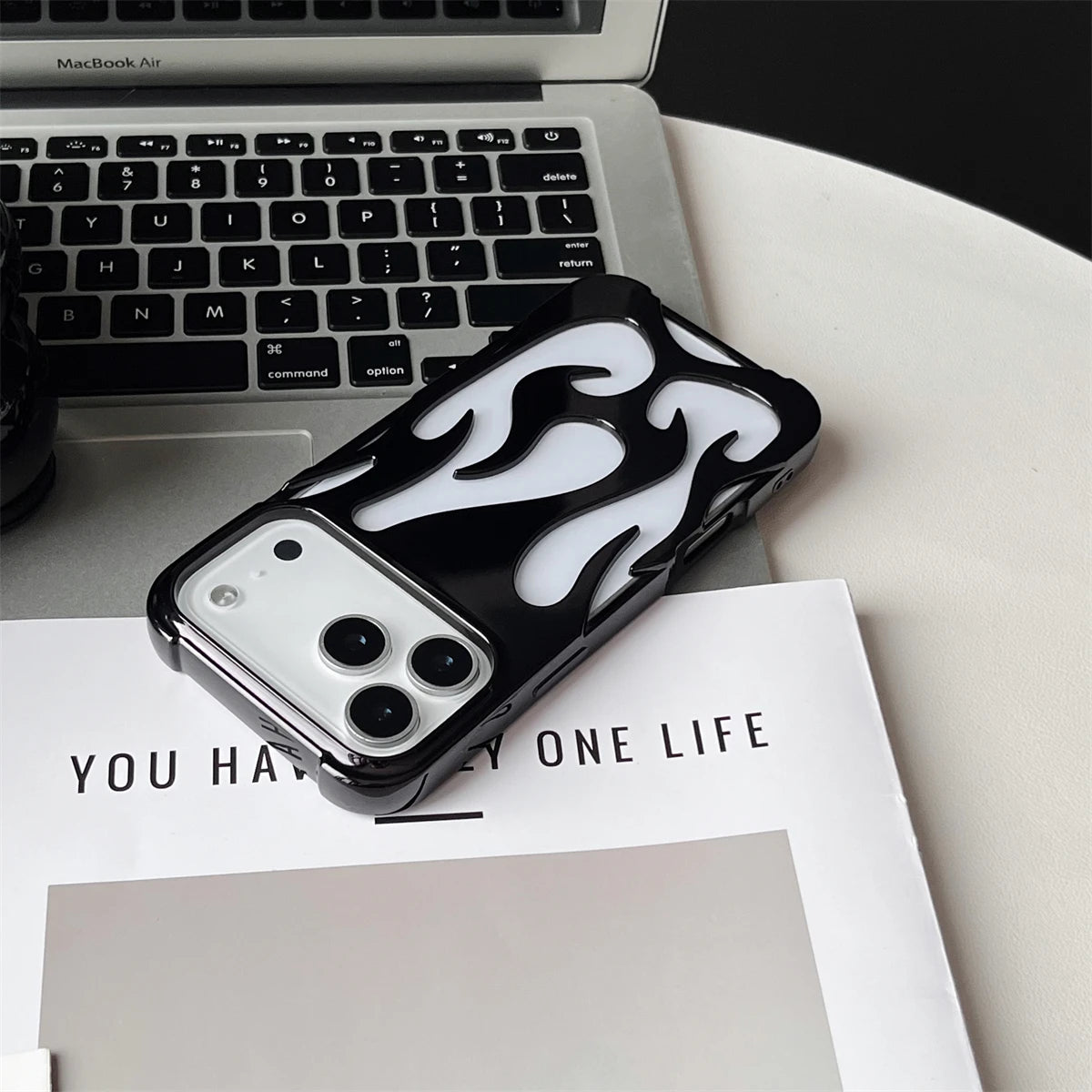 For iPhone 17 Pro Max Cases for iPhone 17 Pro Cover Plating Hollow Flame Pattern Silicone Shockproof Phone Case for iPhone17 Air