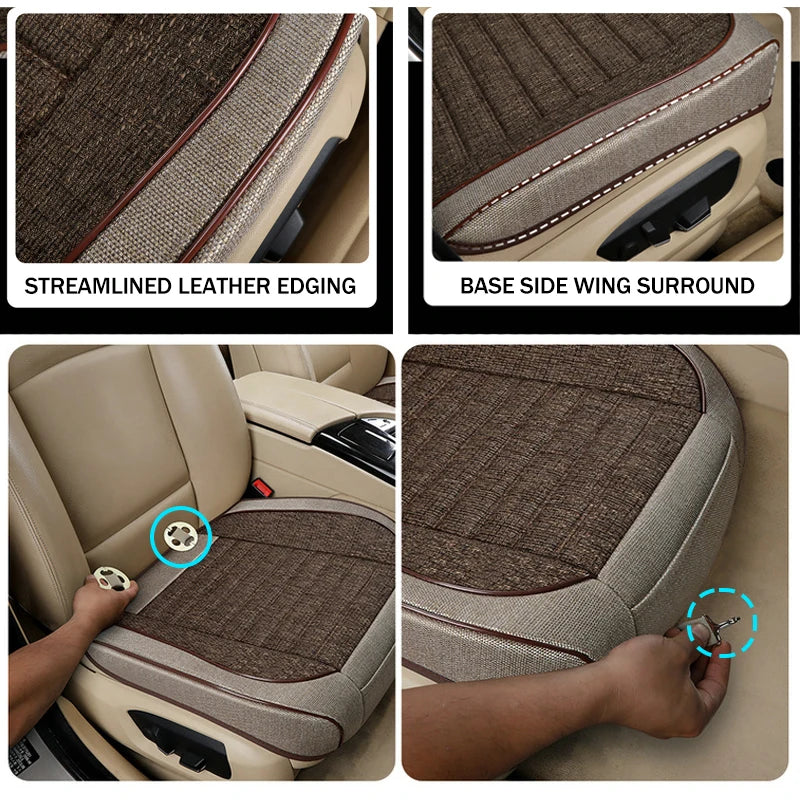 3D Linen Car Seat Covers Universal Leather Car Seat Cushion Full Surrounded Car Seat Pads Breathable Auto Chair Pads Protector