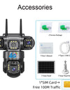 Solar Camera With 4G Sim Outdoor 3 Lens 3 Screen 10X Zoom PIR Human Detect Cam Waterproof Night Vision CCTV Security Protection