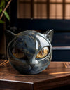Black Cat Figurine Resin Cat Head Healing Stone Marble Texture Cat Stone Resin Cat Sculpture Ornament Cat Sculpture Craft Decor