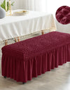 Stretch Long Bench Cover with Skirt Seersucker Ottoman Covers Elastic Piano Stool Protector Bedroom Bedside Footrest Slipcovers