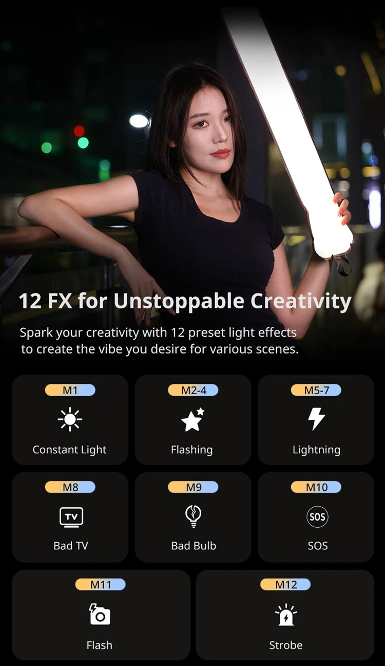 20W Bi-Color Inflatable Tube LED Light Wand Stick Foldable for Photography, Live Streaming & Broadcasting