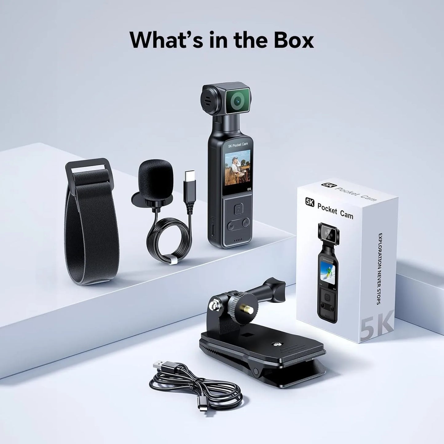 5K Rotatable Lens Body Camera 270 Degree Portable Sports Vlog Camera External Mic Support EIS Stabilization Wearable Recording Device