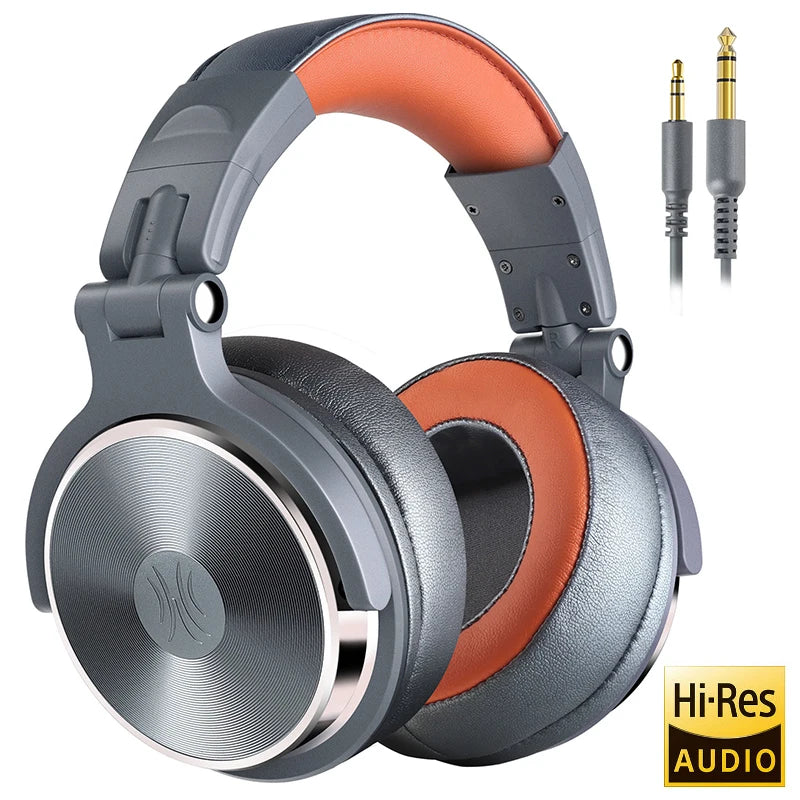 Wired HiFi Headphones Professional Studio DJ Headphones With Mic Over Ear Hi-Res Headset Monitoring For AMP Guitar Phone