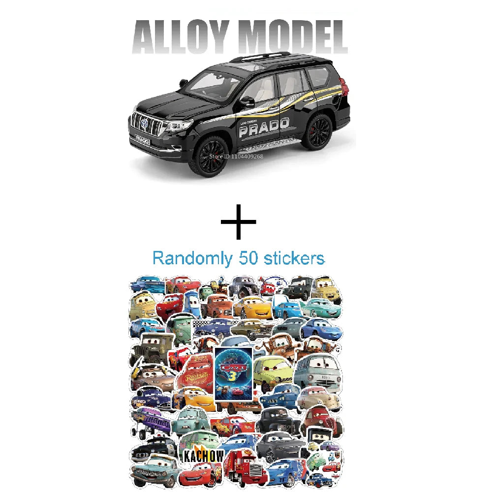 1:18 Large Size Prado SUV Model Toy Car Doors Opened Metal Diecast Shock Absorption Music Light Vehicles Models Birthday Gifts