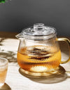 480/650ml Stripe Clear Glass Teapot With Tea Strainer Infuser Heat-resistant Kettle Kung Fu Flower Puer Oolong Pot Teaweare