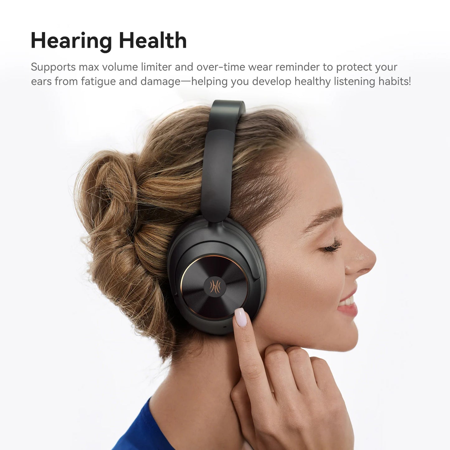 A6 ANC Wireless Bluetooth 6.0 Headphones -48dB Hybrid Active Noise Cancelling Over Ear Headset With Mic Hi-Res LDAC APP