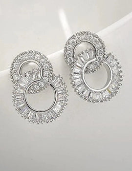 Rectangle Double Hoop Zirconia Earrings for Women Hot Sale 8 Shape Earring