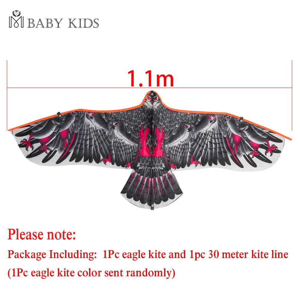 1.1m Eagle Kite With 30 Meter Kite Line Large Eagle Flying Bird Kites Children Gift Family Trips Garden Outdoor Sports DIY Toy