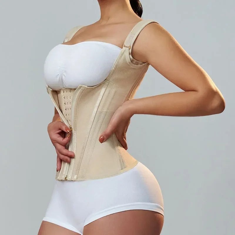 Fajas Colombianas Shapewear Women Double Compression Waist Trainer Corset Adjustable Zipper and Hook-eyes Flat Belly Body Shaper