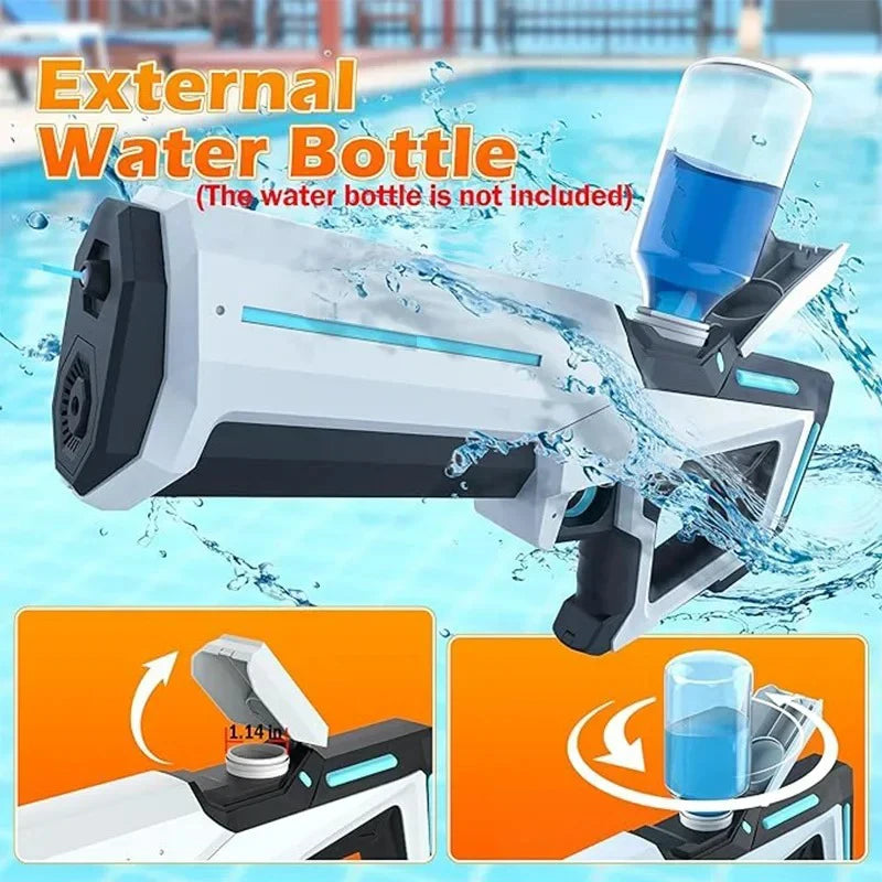 Electric Water Gun Powerful Automatic Water Suction Rechargeable Water Blaster with Flashing Lights
