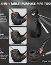 Smoking Pipe Set with PU Leather Pouch,Wood Pipe with 4-in-1 Pipe Stand Holder and Pipe Accessories,Beginner Pipe Kit