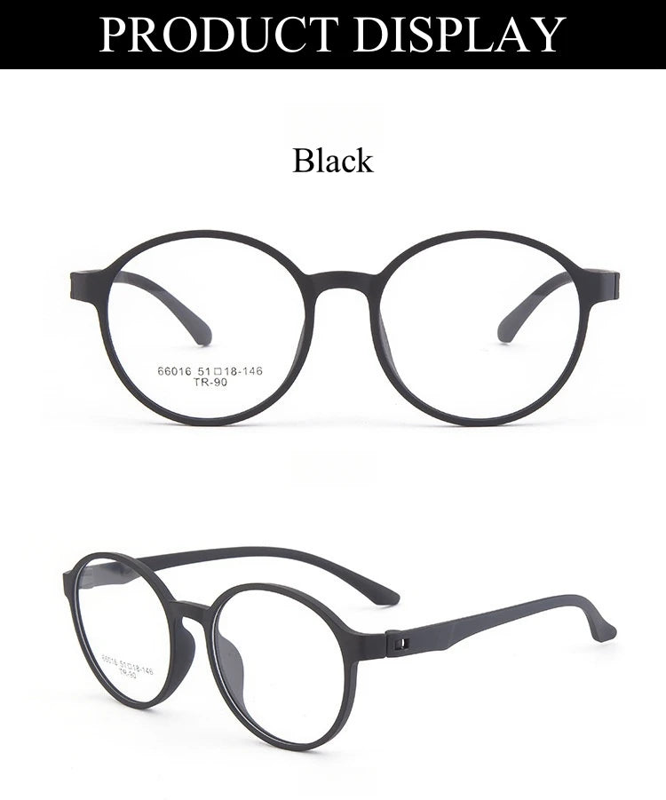 Lightweight Flexible Retro Round Plastic Eyeglasses Frames