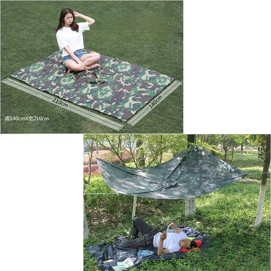 Camouflage Three in One Waterproof Rain Poncho for Camping and Hiking