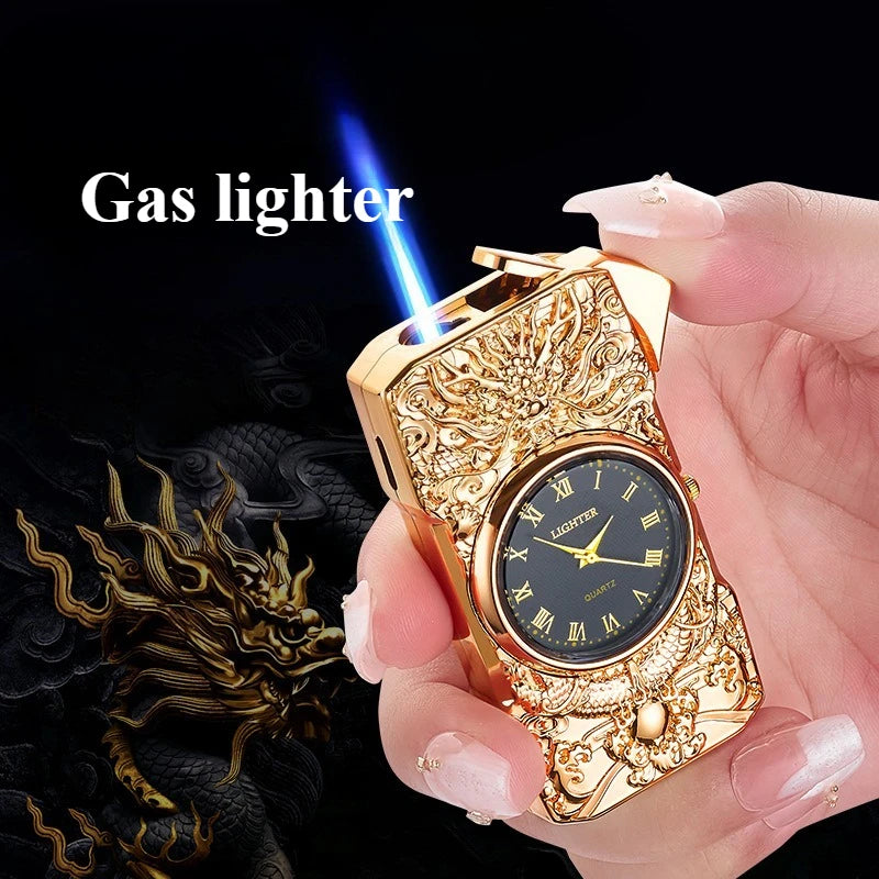 Personalized Quartz Dial Direct Flame Inflatable Lighter, Embossed Pattern To Give Boyfriend Exquisite Gifts, Cigarette Lighter