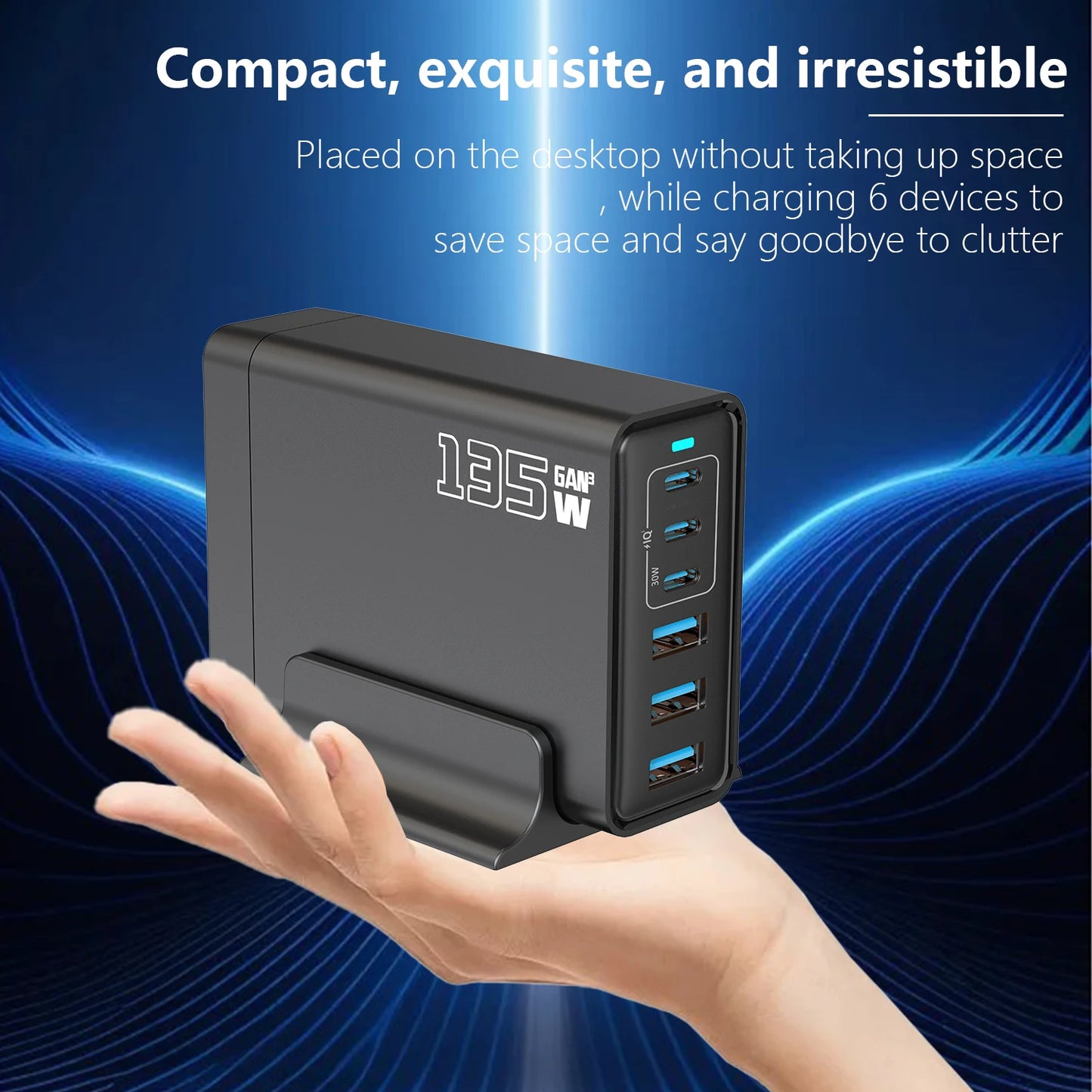 135W Gallium Nitride Charger Gallium Nitride Desktop Multi Port Fast Charging USB Desktop Charging Station Multi Port Charger