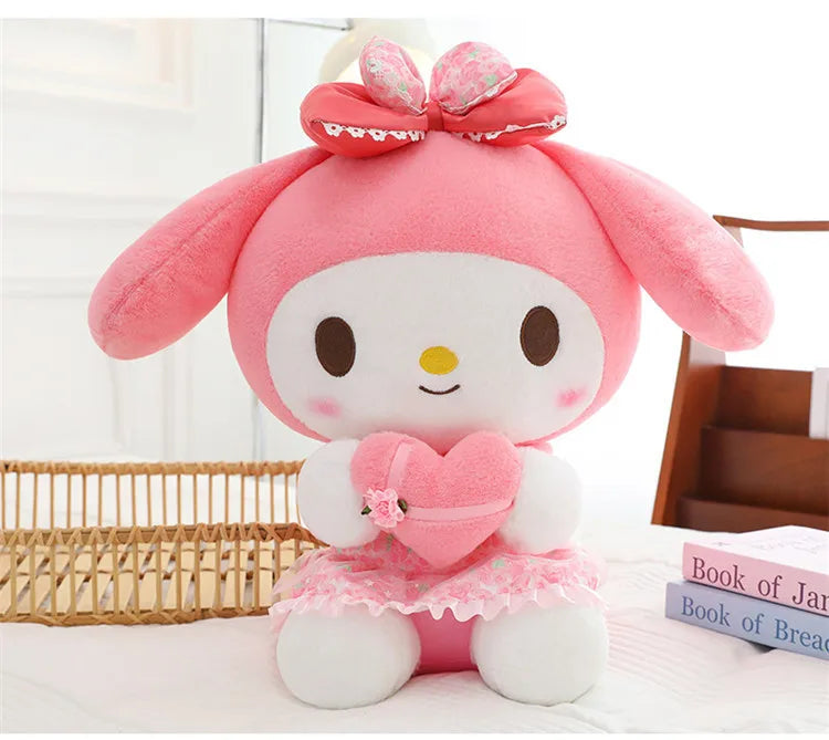Kawaii Hello Kitty Plush Toy Cute Filled Doll for Kids Birthday Gift Lovely My Melody Kuromi Floral Stuffed Animal Soft Large
