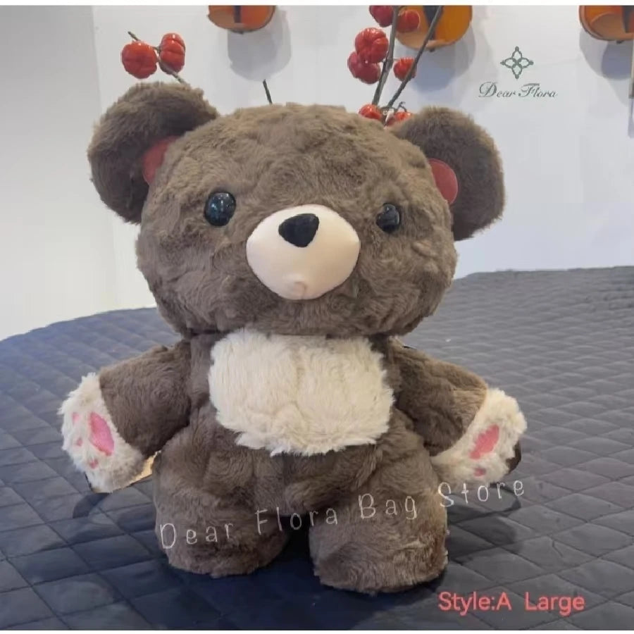 Y2K Cute Brown Bear Plush Backpack Soft Shoulder Bag