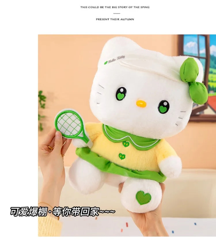 Cute Cat Character Tennis Theme Plush Stuffed Doll Toy