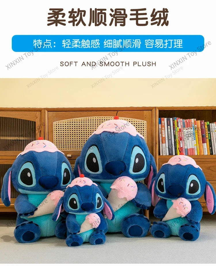 70cm Disney Ice Cream Lilo&Stitch Plush Toys Kawaii Big Size Stitch Stuffed Dolls Soft Pillow Cartoon Anime Kids Birthday Gifts