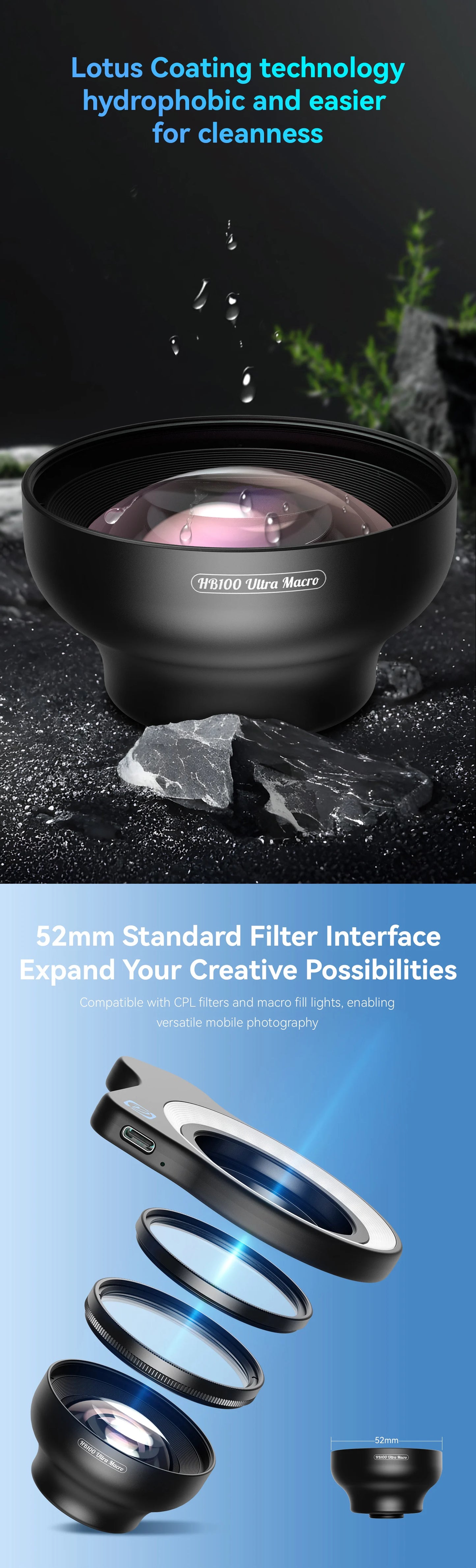 100mm Ultra Macro Smartphone Lens with Universal Clip