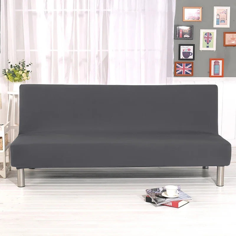 Armless Sofa Covers Elastic Solid Color Sofa Bed Cover Folding Seat Slipcover Dust-proof Stretch Couch Protector for Living Room