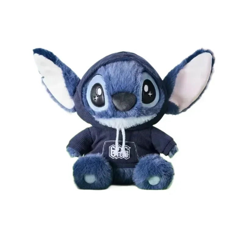 Disney Stitch Plush Doll Cute Anime Stuffed Toy with Overalls Birthday Gift for Boys Girls Home Room Decoration Accessories