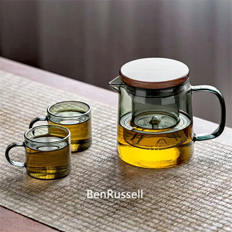 450ml High Borosilicate Glass Teapot With Mountain Wiew Filter Tea Water Separation Brewing Tea Pot Kungfu Tea Maker Teaware
