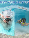 Snorkel Mask Set Silicone Swimming Goggles Diving Training Kit Dry Top Colorful Len Wide View Tempered Glass Anti-Leak Adults