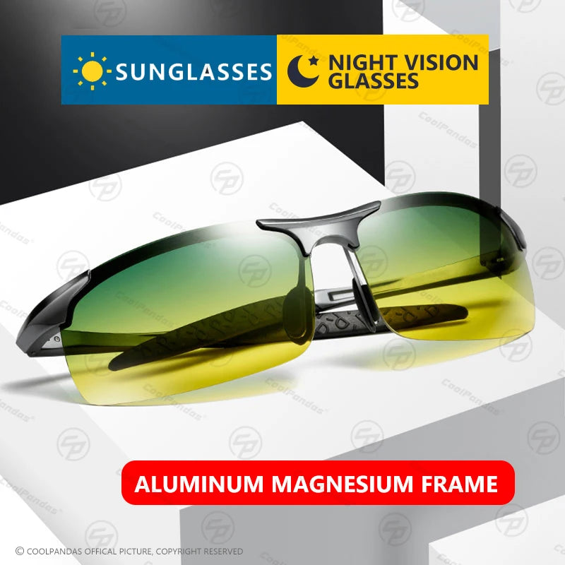 Aluminum Frame Photochromic Polarized UV400 Day Night Driving Safety Sunglasses for Men