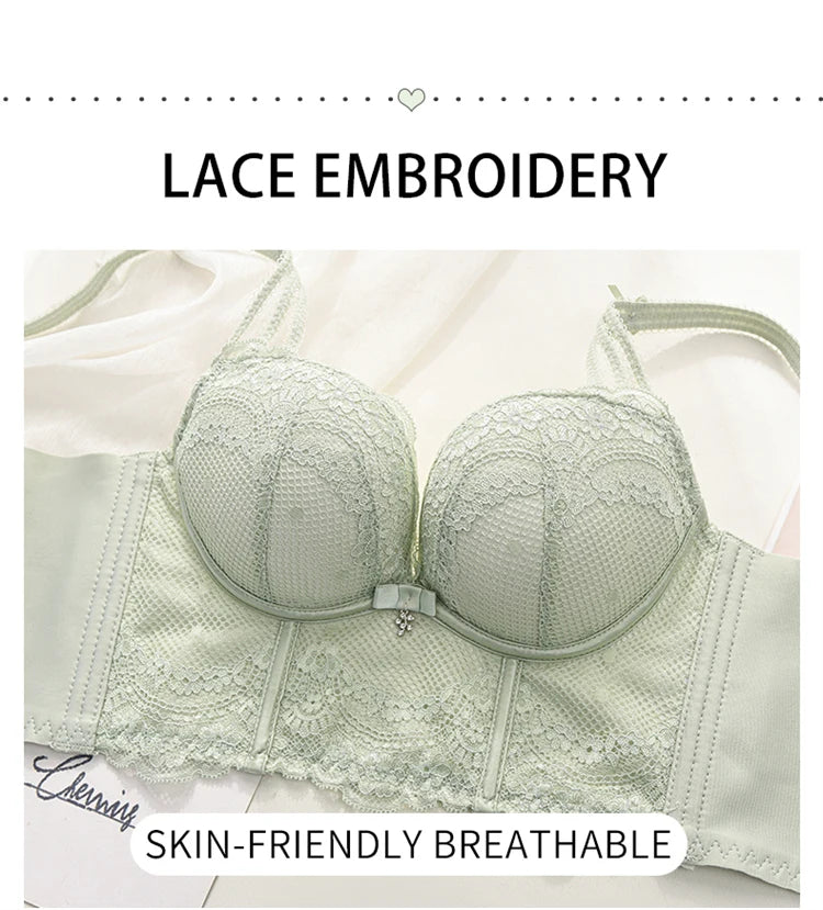 Women’s Low-Cut Lace Push-Up Bralette – Adjustable Straps, Fashionable Lingerie