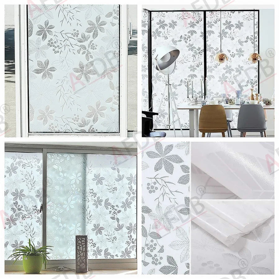 Frosted Window Film Privacy Opaque Window Stickers Self Adhesive Glass Vinyl Film for Kitchen Bathroom Office Matte Glass Stain