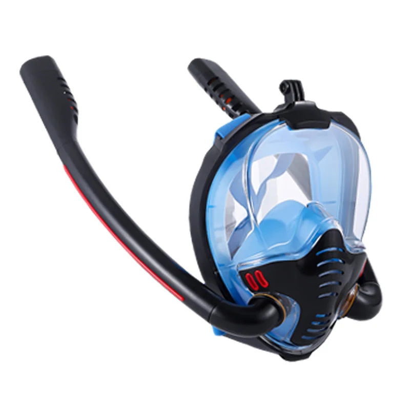 Full Face Snorkel Mask with Anti-Fog Wipes 180 Degree Panoramic HD View Snorkeling Mask Anti-Leak Dry Set for Adults