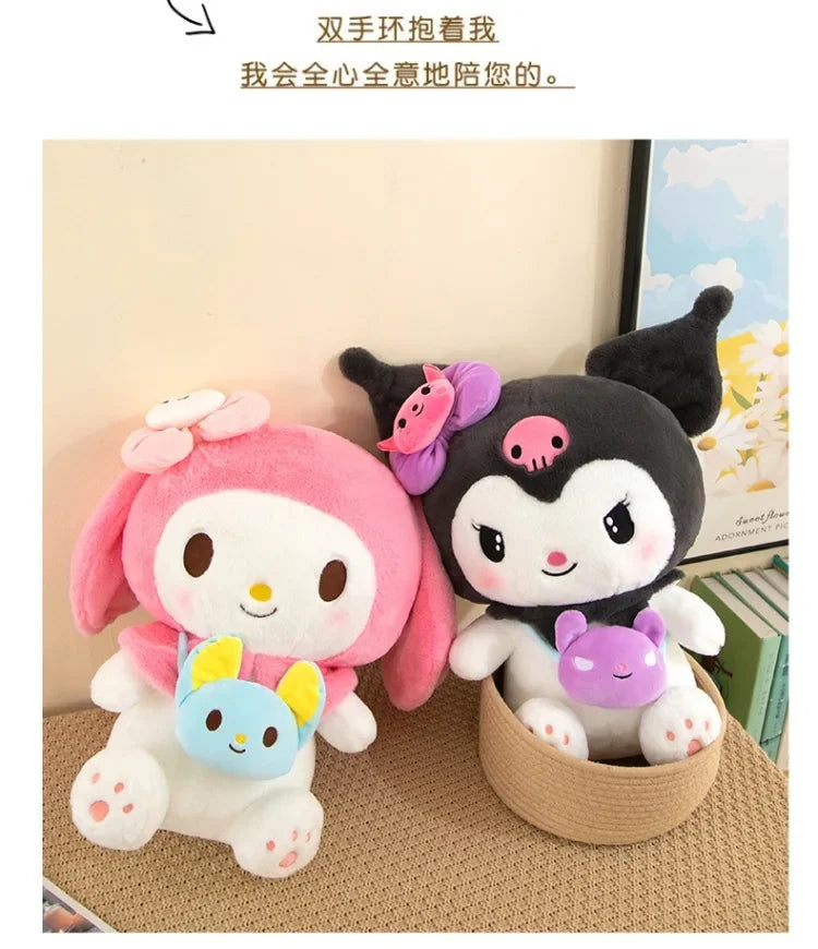 Sanrio Kuromi Plush Dolls 40/50cm Kawaii My Melody Cinnamoroll Soft Stuffed Animals Anime Figure Pillow Cartoon Decor Kids Toys
