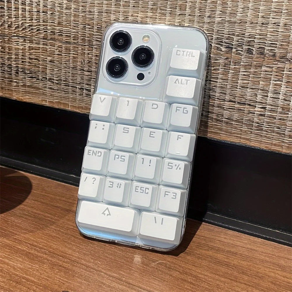 Funny Creative 3D Keyboard Clear Phone Case For iPhone 16 15 13 14 Pro Max Plus INS Cute Boy Girl Gift Soft Silicone Cover