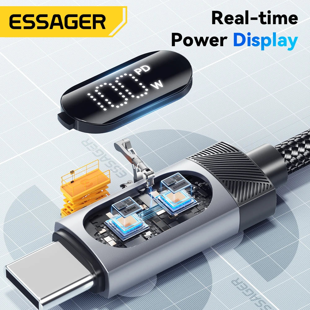 100W USB-C to USB-C Cable with Digital Display