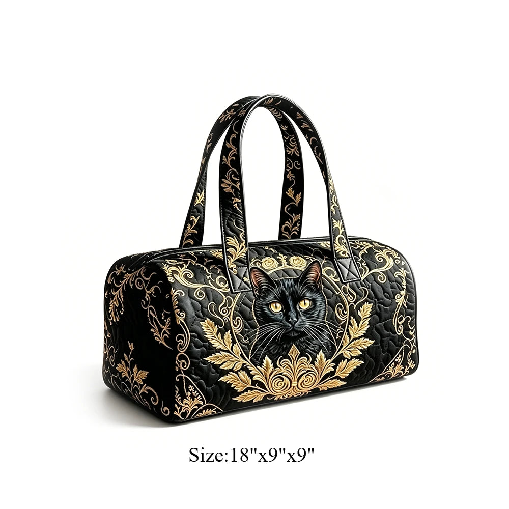 Animal Cow Floral Print Quilted Duffel Bag Weekender Travel Bag Lightweight Overnight Carry On Luggage for Gym Sports Getaway