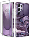 for Samsung Galaxy S25 Ultra Case with Slide Camera Cover Screen Protector Shockproof Drop Protection Marble Phone Cover