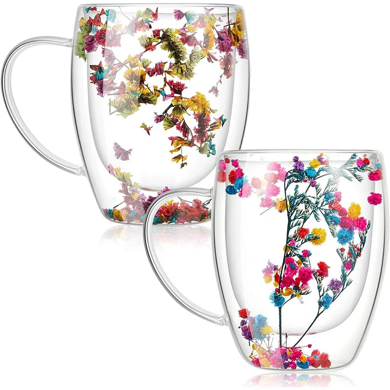 1/2/4PCS Double Wall Clear Glass Coffee Mugs Double Insulated Glass Cup For Hot Cold Beverages Cappuccino Espresso Cup
