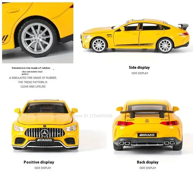 1:32 Scale 300SL GT63 V8 Sports Car Model Toy Metal Die-cast Sound Light Pull Back Vehicles Models Boys Hobby Ornaments Gifts