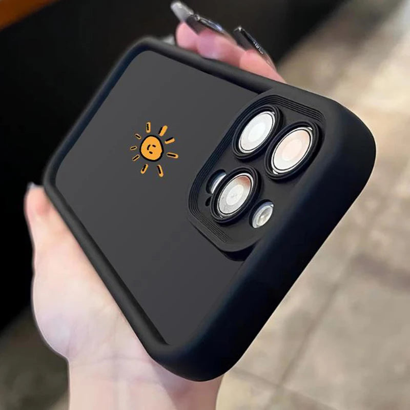 Phone Case For iPhone 17 16 14 15 Pro Max Plus 17Air Minimalist Cartoon Sun Moon Soft TPU Cover