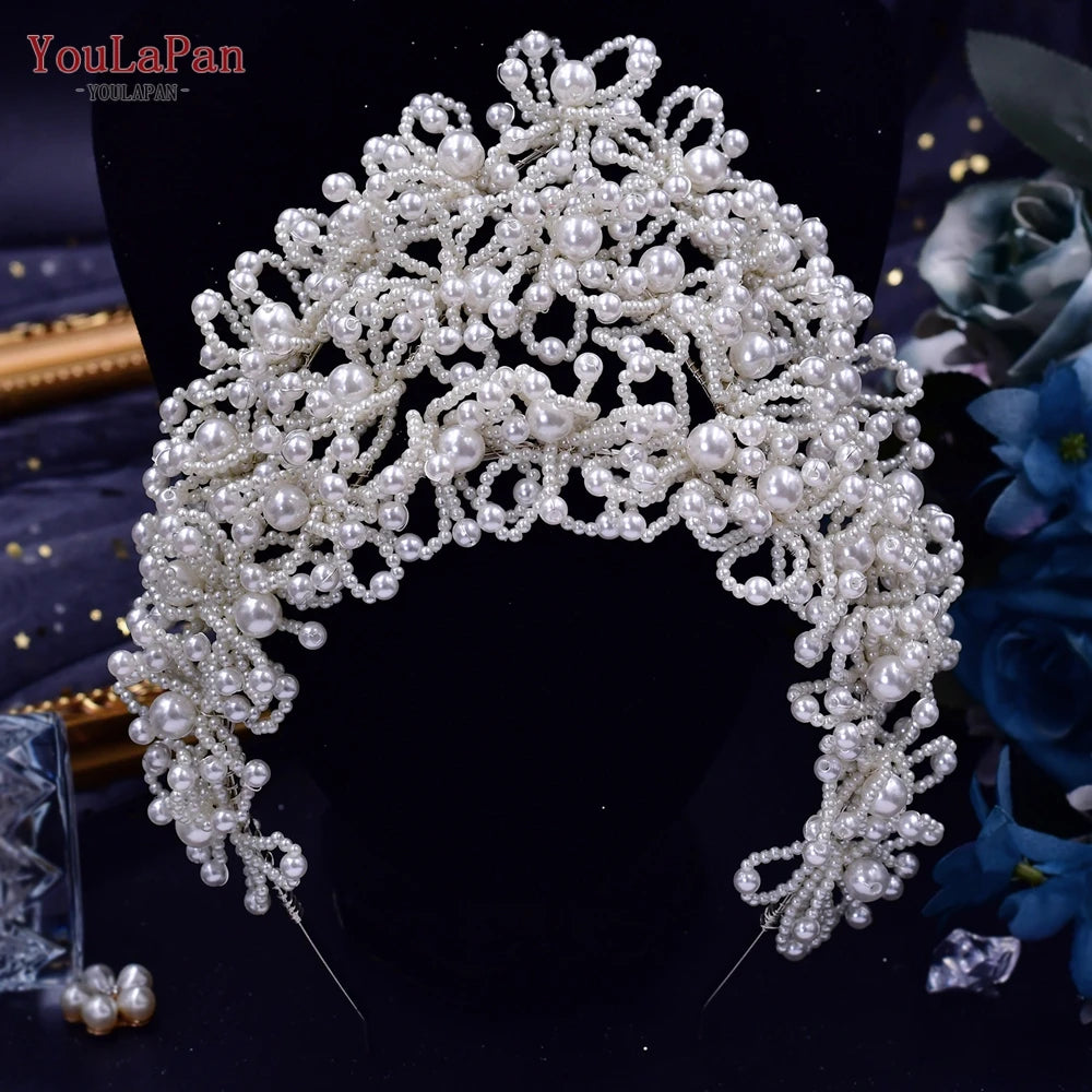 Luxury Wedding Crown Pearl Bride Headband Hair Accessories