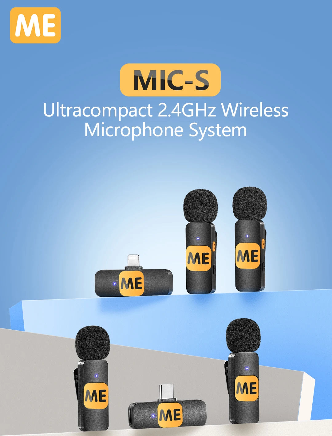 MIC-S Wireless Lavalier Lapel Microphone for iPhone iPad Android PC Laptop Computer Gaming Live Streaming Youtube Recording